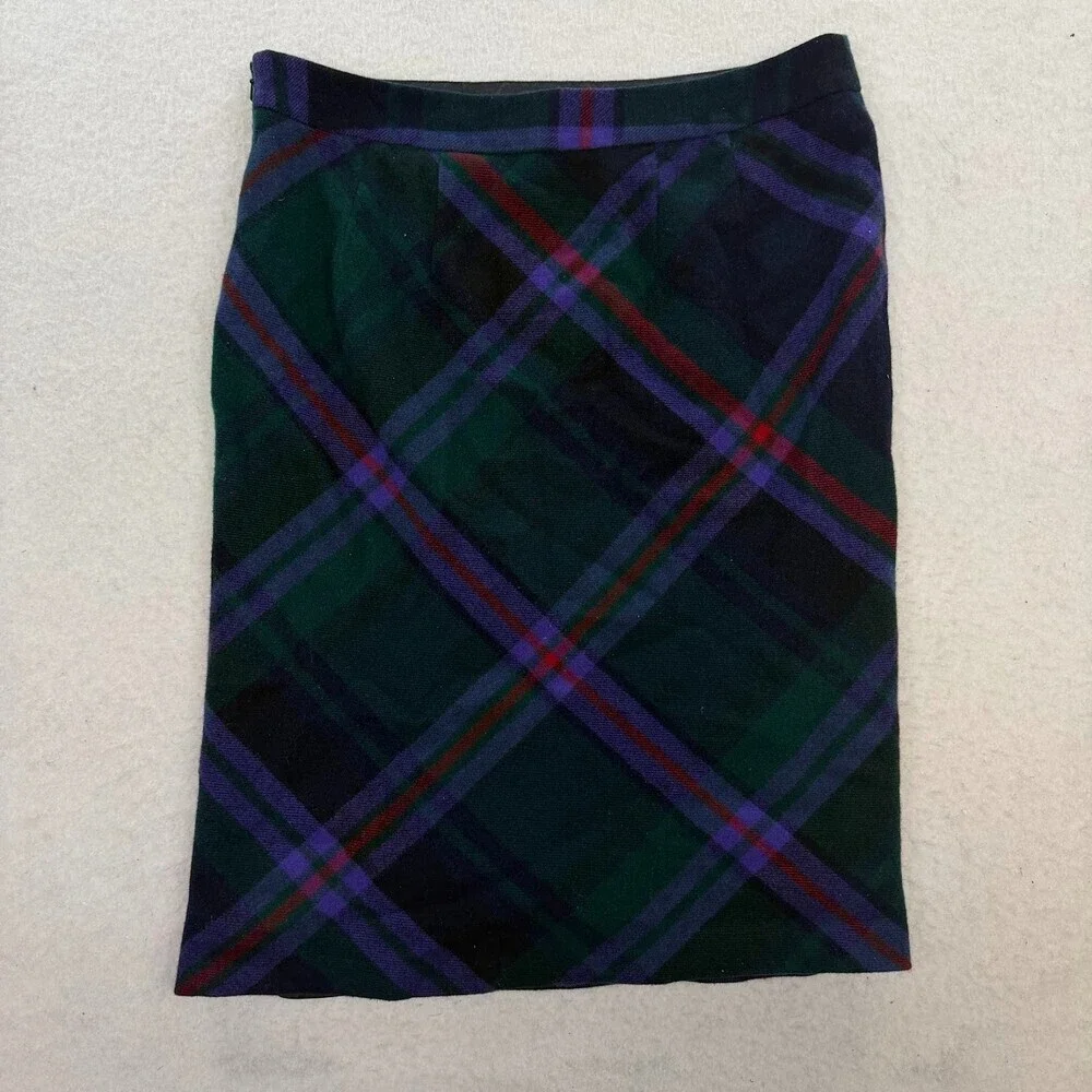 Eddie Bauer Women's Classic Plaid Wool-Blend Midi Skirt Size 8